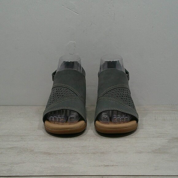 Clarks Collection Emily2 Mist Block Blue Grey Suede Nubuck Heel Sandals Size 7M - Picture 6 of 13